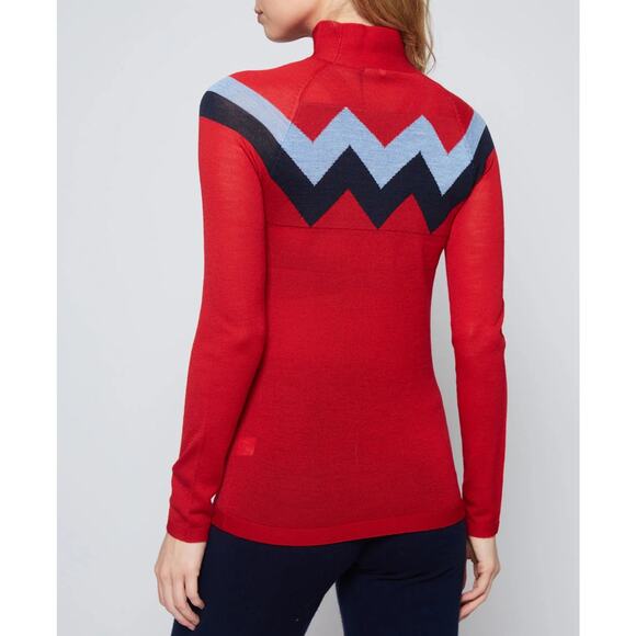 The Chevron Mock Neck Sweater with Red, Light Blue, & Navy Size SMALL - Picture 4 of 4